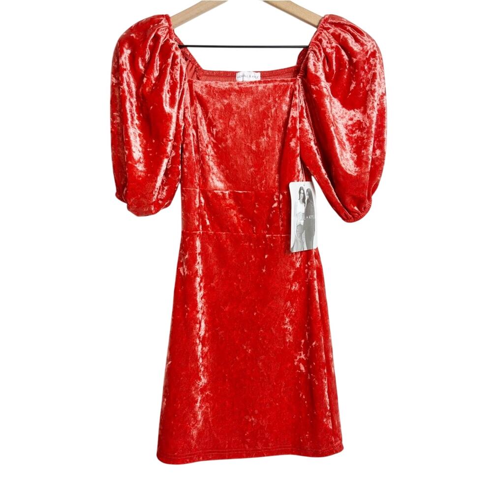 KENDALL + KYLIE RED PUFF SLEEVE WOMEN MINI DRESS SIZE XS BRAND NEW WITH TAGS